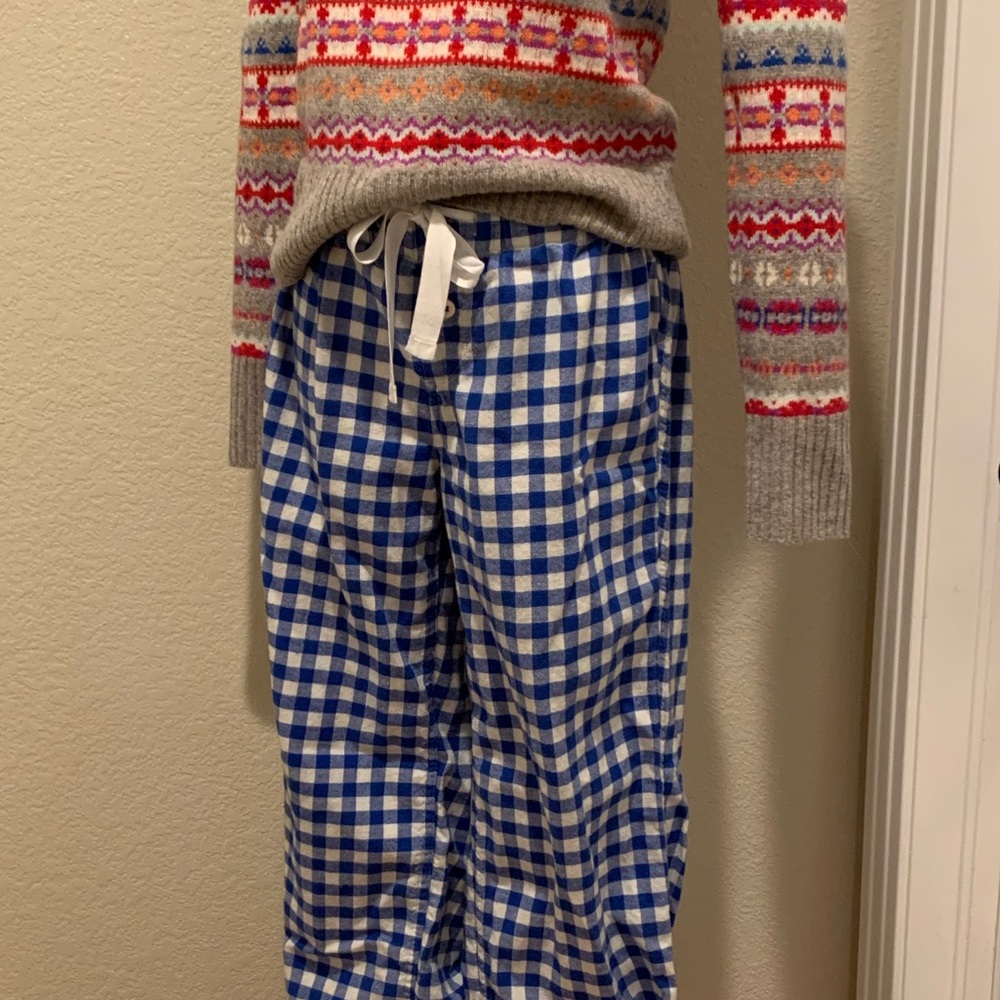 Blue & White J Crew Gingham Pajama Pants XXS Check